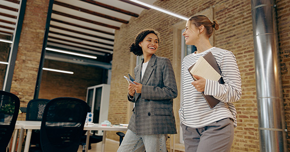 female coworkers in inclusive office culture