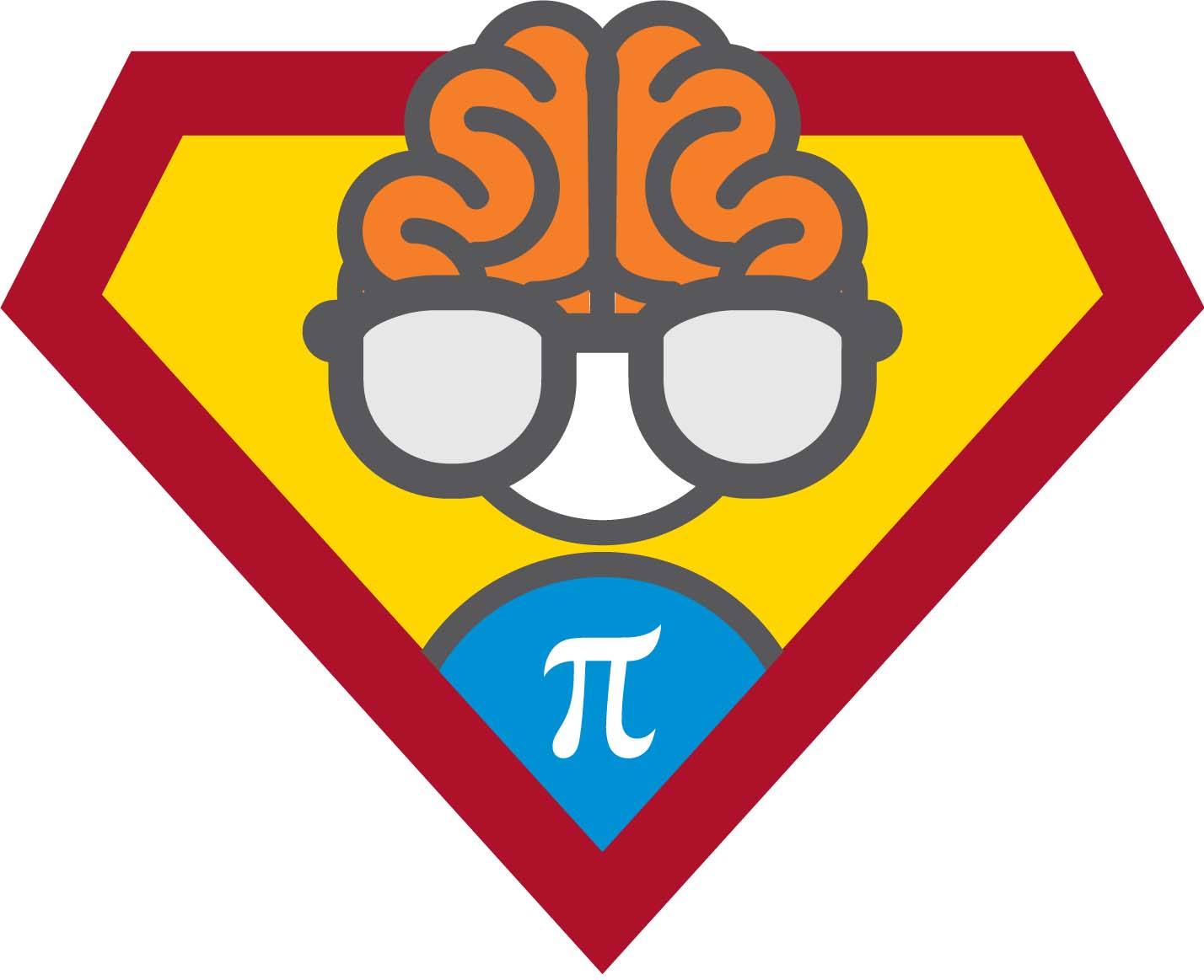 brain wearing glasses above the pi symbol.