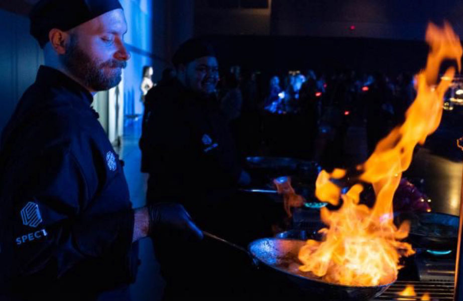 chef serving molecular gastronomy food