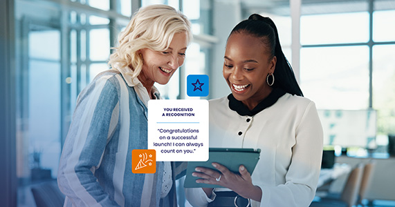 employees receiving recognition from ITA Group's employee experience platform