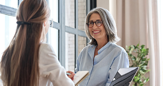 Employees meeting and discussing corporate culture