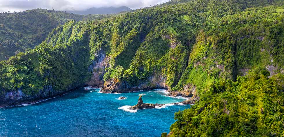 mountains and ocean near Dominica