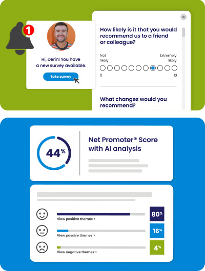 screenshot of employee engagement survey and results
