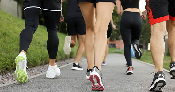 coworkers participating in step challenge