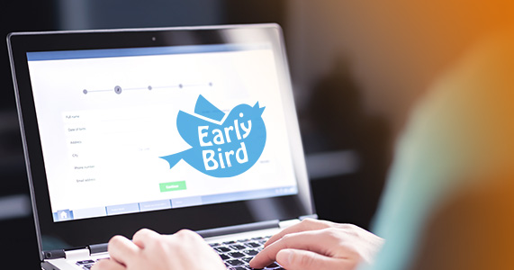 event attendee registering with an early bird incentive