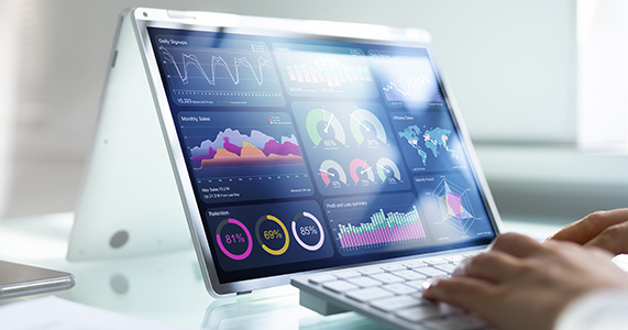 channel partner viewing data charts and infographics on iPad