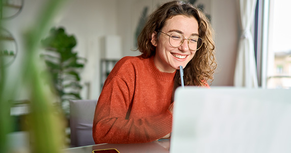 employee working from home participating in learning and development