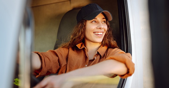 happy driver working for organization with safety culture