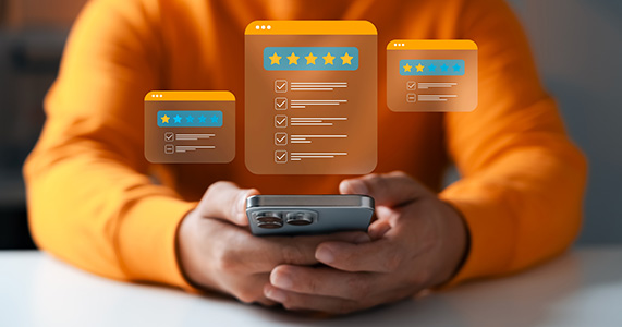 customer leaving reviews on social media