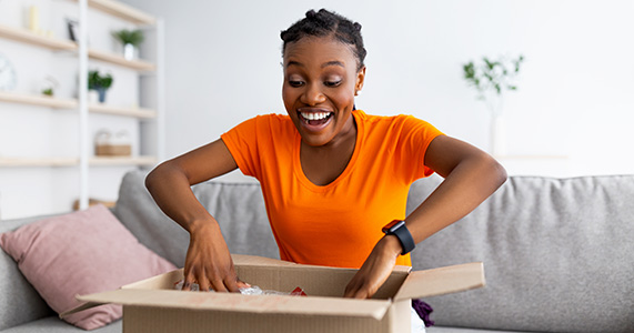 customer receiving surprise and delight package