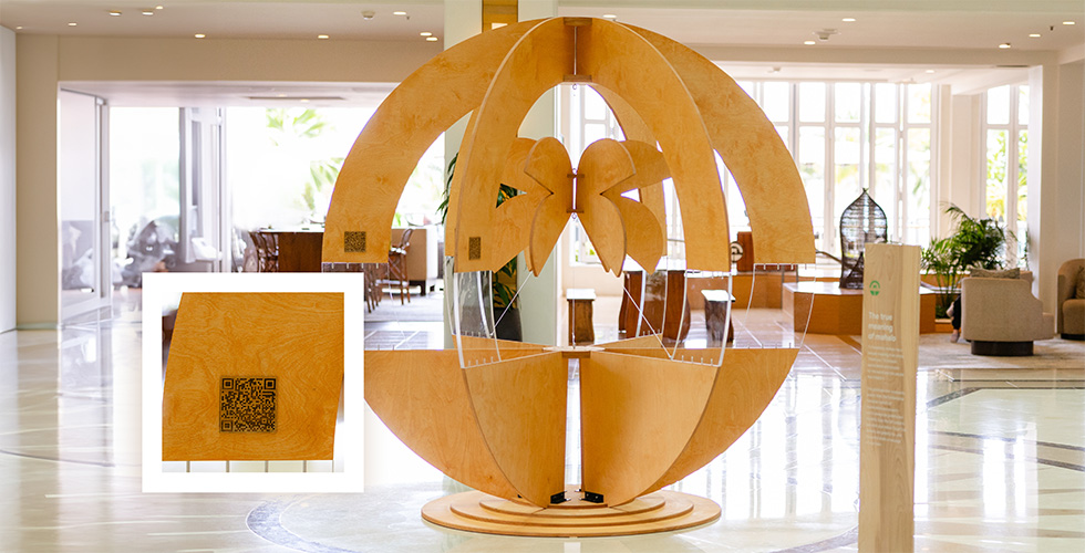 incentive travel trip signage featuring QR code for event itinerary