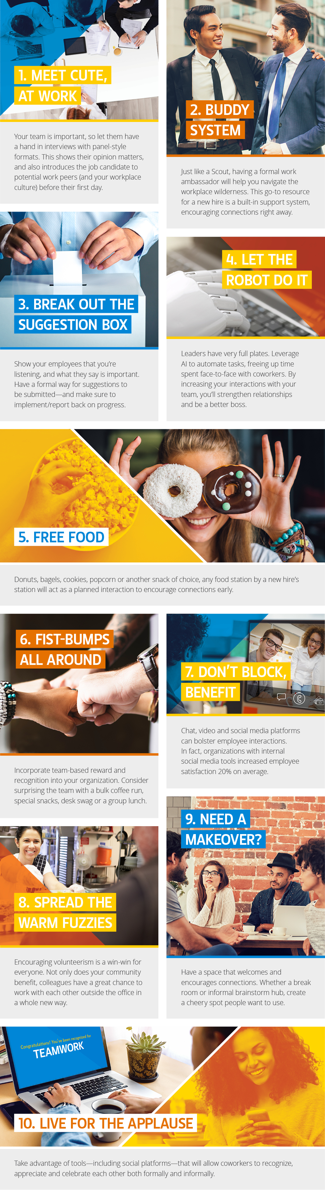 Making the daily grind at work a daily delight and improving human connections at work infographic from ITA Group